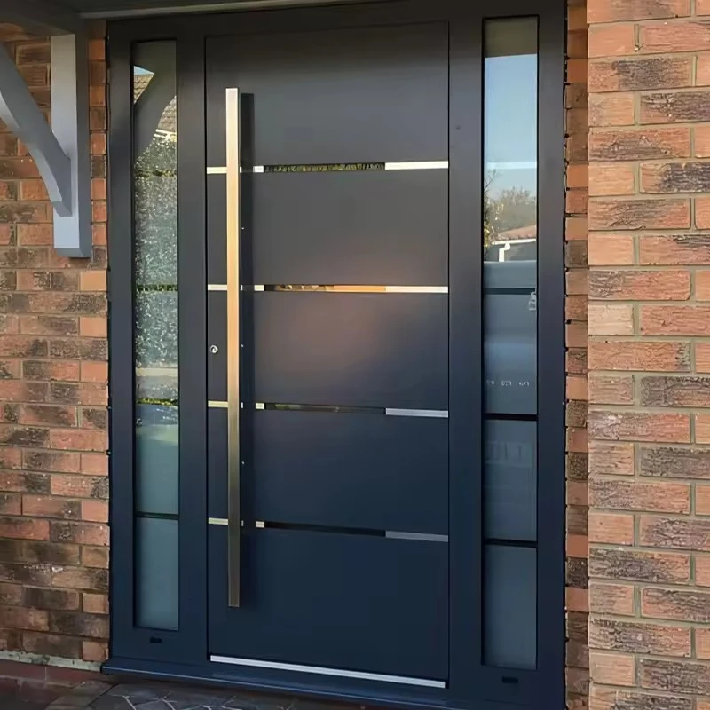 Modern Security Casement Door Anti-theft Exterior Aluminium Front Entry Soundproof Feature For Villas Apartments Finished